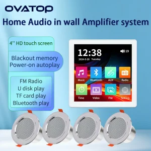 MINI touch screen TF Audio in wall amplifier home theater bluetooth control panel Background music player stereo ceiling speaker
