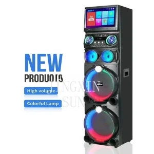 GD-1419 Parlante Youtube Speaker 120W High Power Wooden PA Active Speaker Trolley Portable Speaker with DJ Light