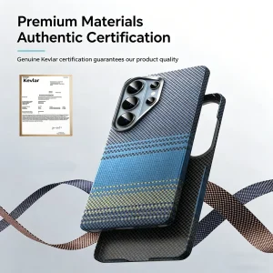 HANNUO Carbon Fiber Weave Pattern Genuine Leather Case For Samsung Galaxy S26 Ultra  Business Protective Anti-Fingerprints Cover