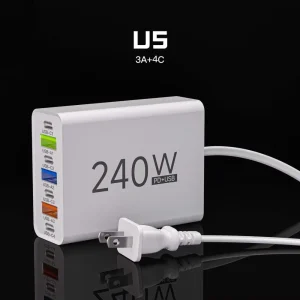 240W USB Fast Charger PD QC3.0 Type C Charge Adapter For iPhone 16 15 Xiaomi Samsung S23 Huawei USBC Mobile Phone Travel Charger
