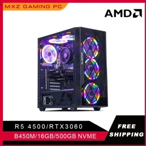 Gaming PC Ryzen 5 4500 RTX3060 500GB NVME Windows10 Pro Key Desktop Computer For System Unit Pc Customize Pc gamer comple