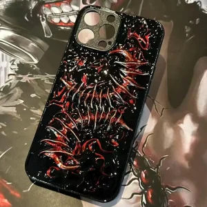 Gothic phone case, a creepy bloody fishbone phone case, suitable for iPhone 17, 16, 15, 14, 13, 12, 11 Pro Max phone cases.