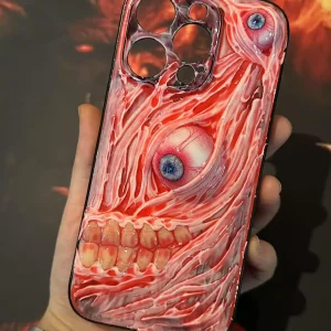 Scary eyes and teeth phone case for iPhone 17, 16, 15, 14, 12, 11 Pro Max.