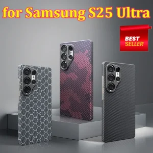 Aramid Carbon Fiber Phone Case for Samsung S25 Ultra Case Magnetic Ultra-Thin Anti-Drop Aramid Fiber Hard Cover