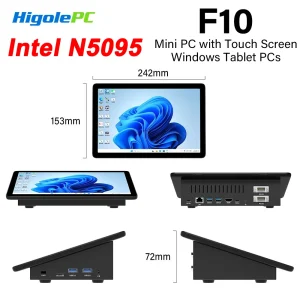 Higole F10 10.1 Inch Fanless Mini PC Intel N5095 WiFi 8GB 128GB 800*1280 Touch Screen Tablet PC Desktops Computer Windows 11