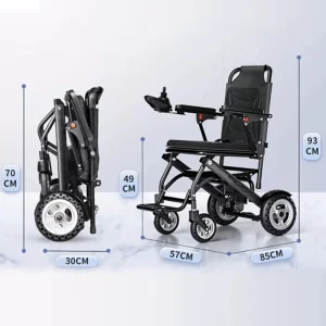 Lightweight Aluminum Electric Wheelchair with 20km Lithium Battery Portable Foldable Power Wheelchair for disabled person